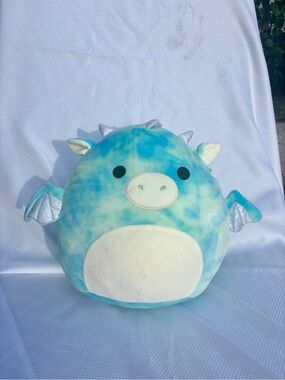 Squishmallows Keith the Blue Tie-Dye Dragon Plush Pillow